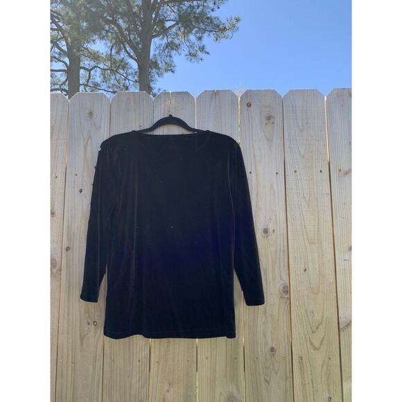 Cable & Gauge Sz Medium Velvet Slit Sleeve Pullover black diamond goth cute - Picture 6 of 8